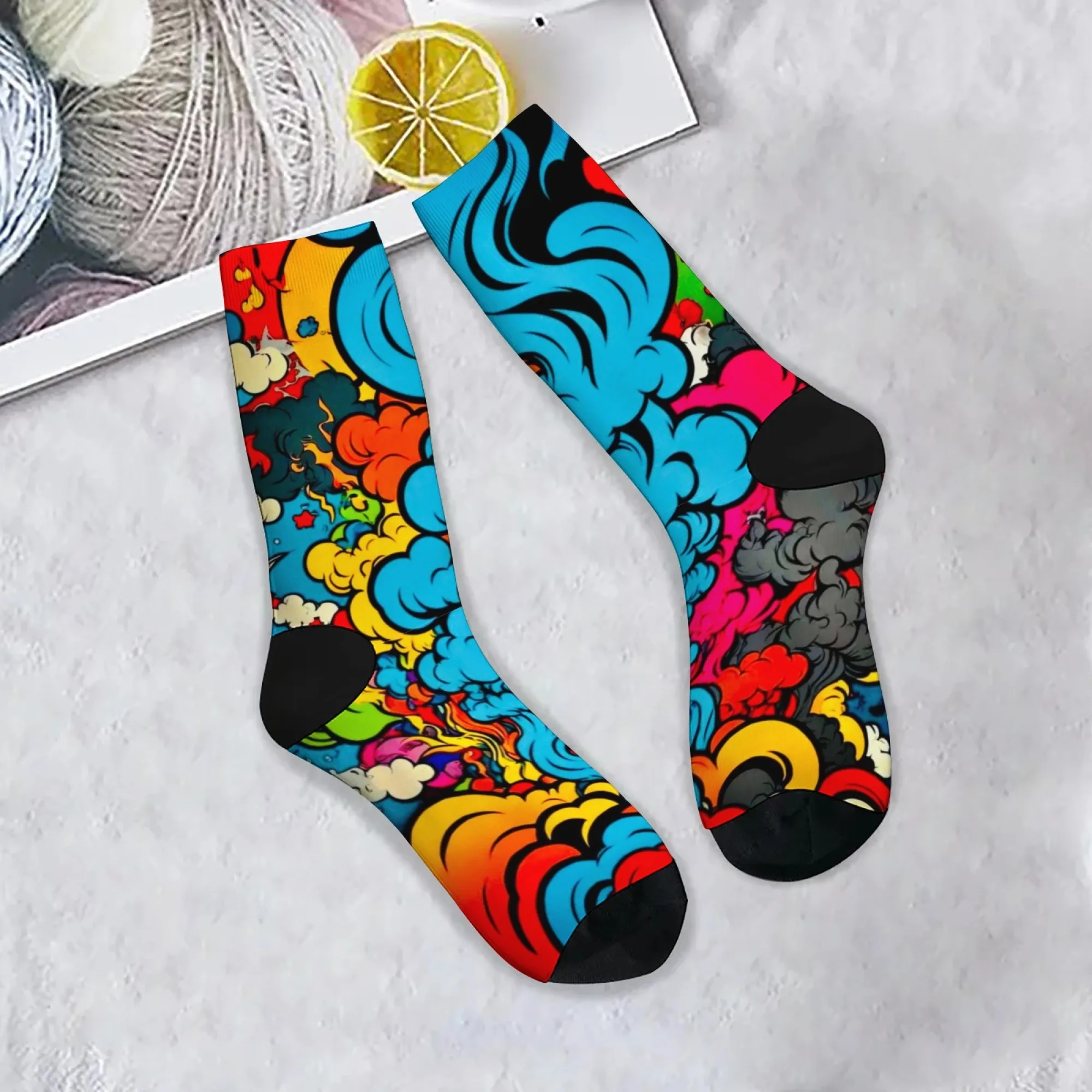 البوب الفن طباعة الجوارب مريحة للتنفس عدم الانزلاق الجوارب للجنسين الجدة Harajuku ريترو الشارع طاقم الجوارب هدايا عيد الحفلات #1