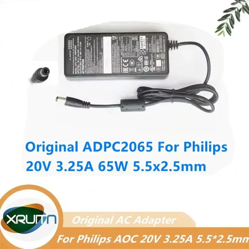 

Genuine 20V 3.25A 65W ADPC2065 Power Supply AC Adapter For Philips 278E1 272M7C 279X6Q 276E8F For AOC U2879VF Monitor Charger