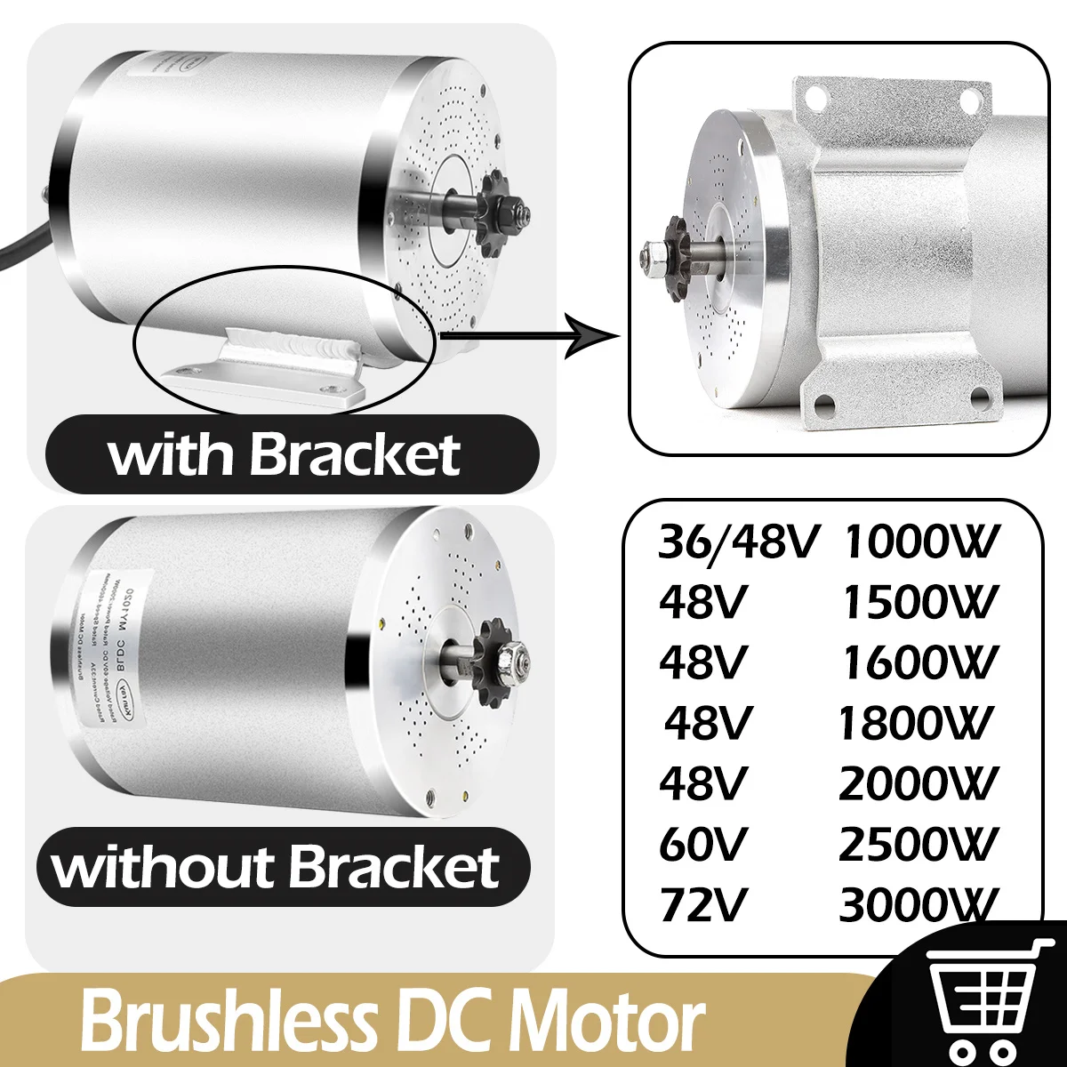 Kunray Electric Bike Brushless Motor 3000W 72V Engine for Scooters Go-Karts E-Bike 48V 1000W 1500W 1600W 1800W 2000W 2500W