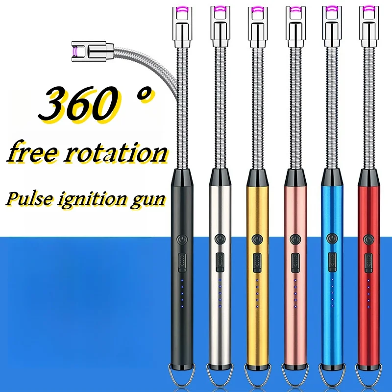 Wiatroodporna kuchenna elektryczna zapalniczka USB długa świeca BBQ kuchenka gazowa pistolet zapłonowy Camping akumulator łuk bezpłomieniowa