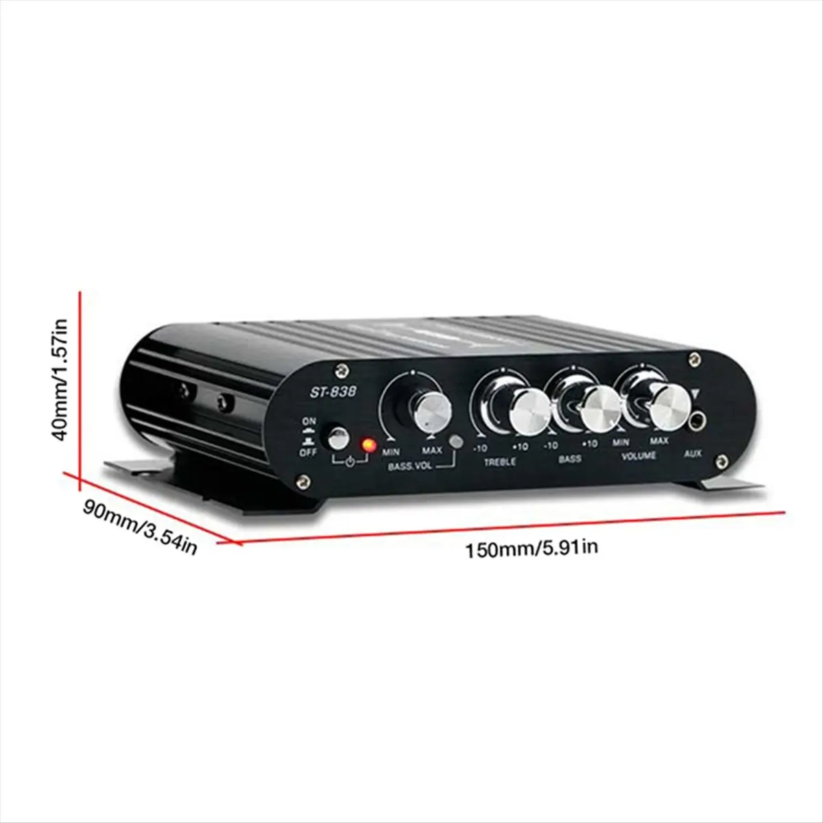 Compatible ST-838 HiFi 2.1 Channel Power Amplifier 80Wx2 Stereo Bass Sound Amp with Subwoofer Output Home Audio Amplifier Black