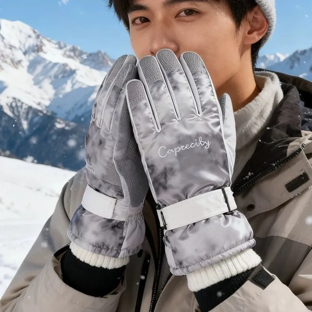 

Зимние лыжные перчатки Tie Dye, теплые перчатки для верховой езды с сенсорным экраном и флисовой подкладкой, термоветрозащитные велосипедные варежки для женщин