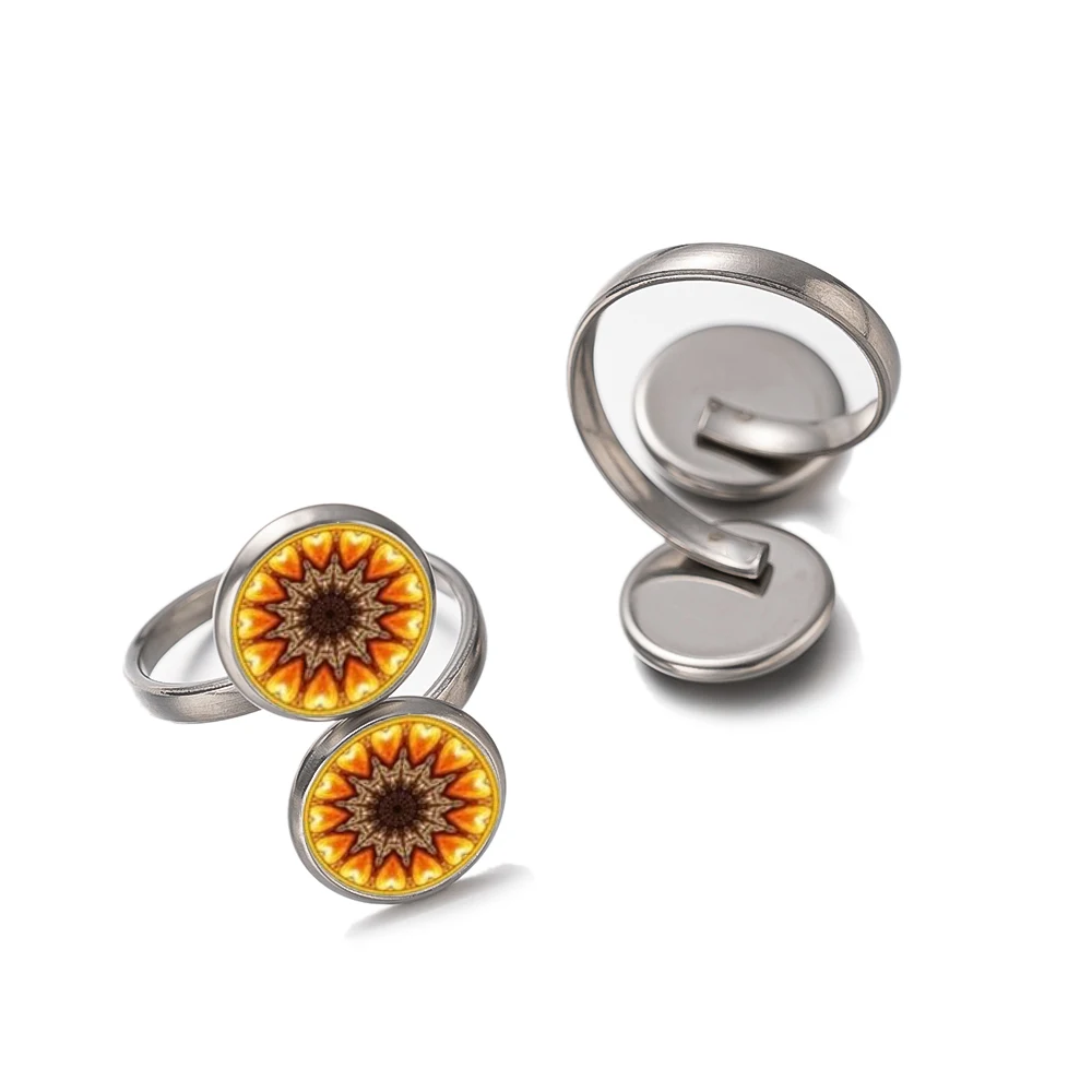 5pcs Stainless Steel Adjustable Open Double Ring Settings Blank Base Bezel Cabochons for DIY Jewelry Making Materials Wholesale image 2