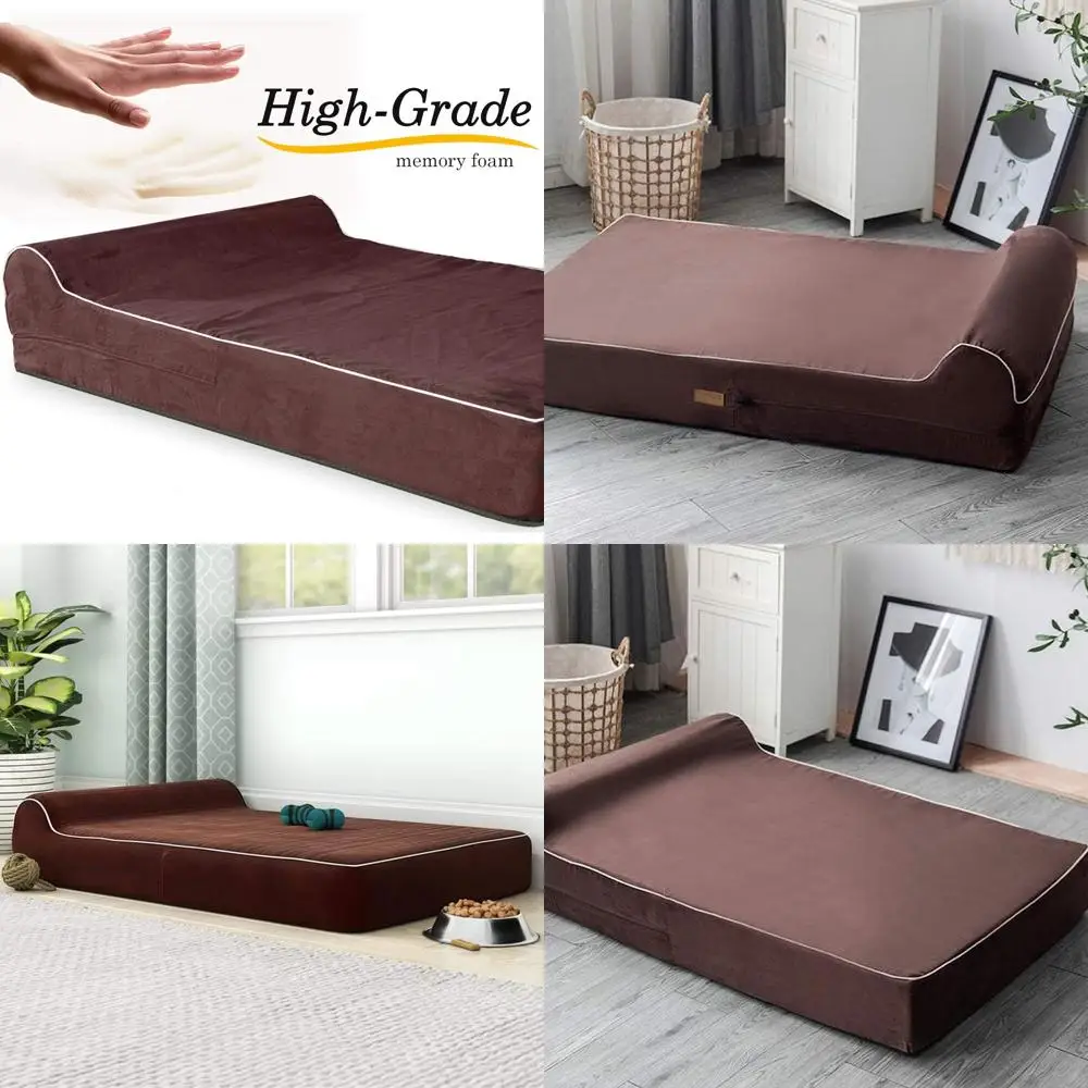 5.5 Inch Thick High Grade Orthopedic Memory Foam Dog Bed With Pillow and Easy to Wash Removable Cover with Anti-Slip Bottom. Fre