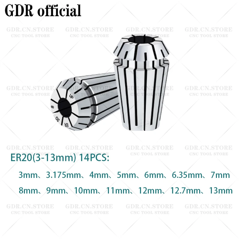 ER20 Collet Lên ER Collet Chuck ER20 Collet Độ Chính Xác 0.005 1Mm-13Mm ER20 Mùa Xuân Collet Độ Chính Xác Cao collet Er20 Collet Bộ