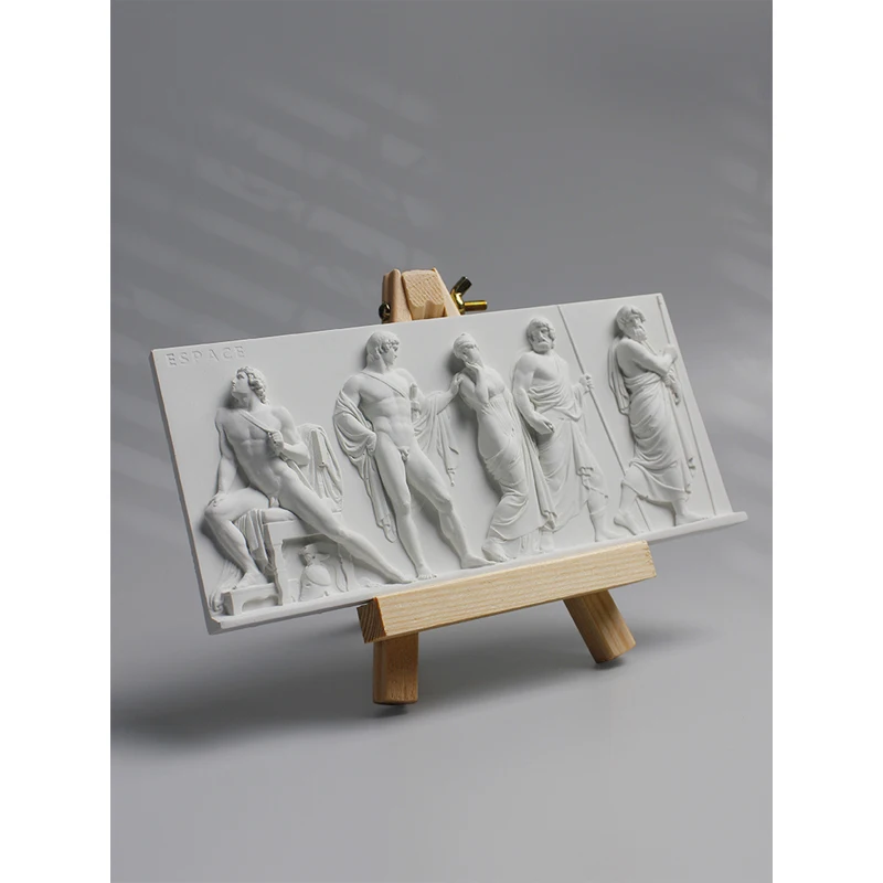 Retro Greek three-dimensional relief mural, modern minimalist home foyer desktop decoration, cement figure sculpture ornaments