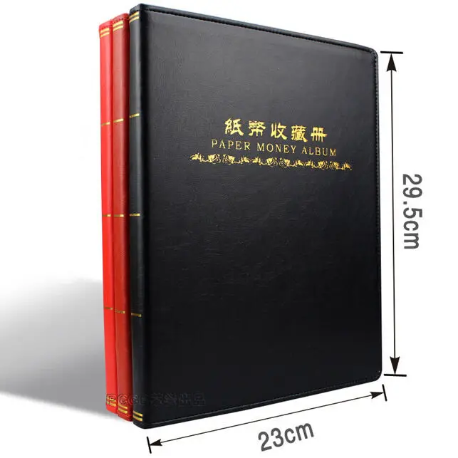 New 40/60 Paper Money Note Holders Collection Album Book Collecting Storage Black Red Blue