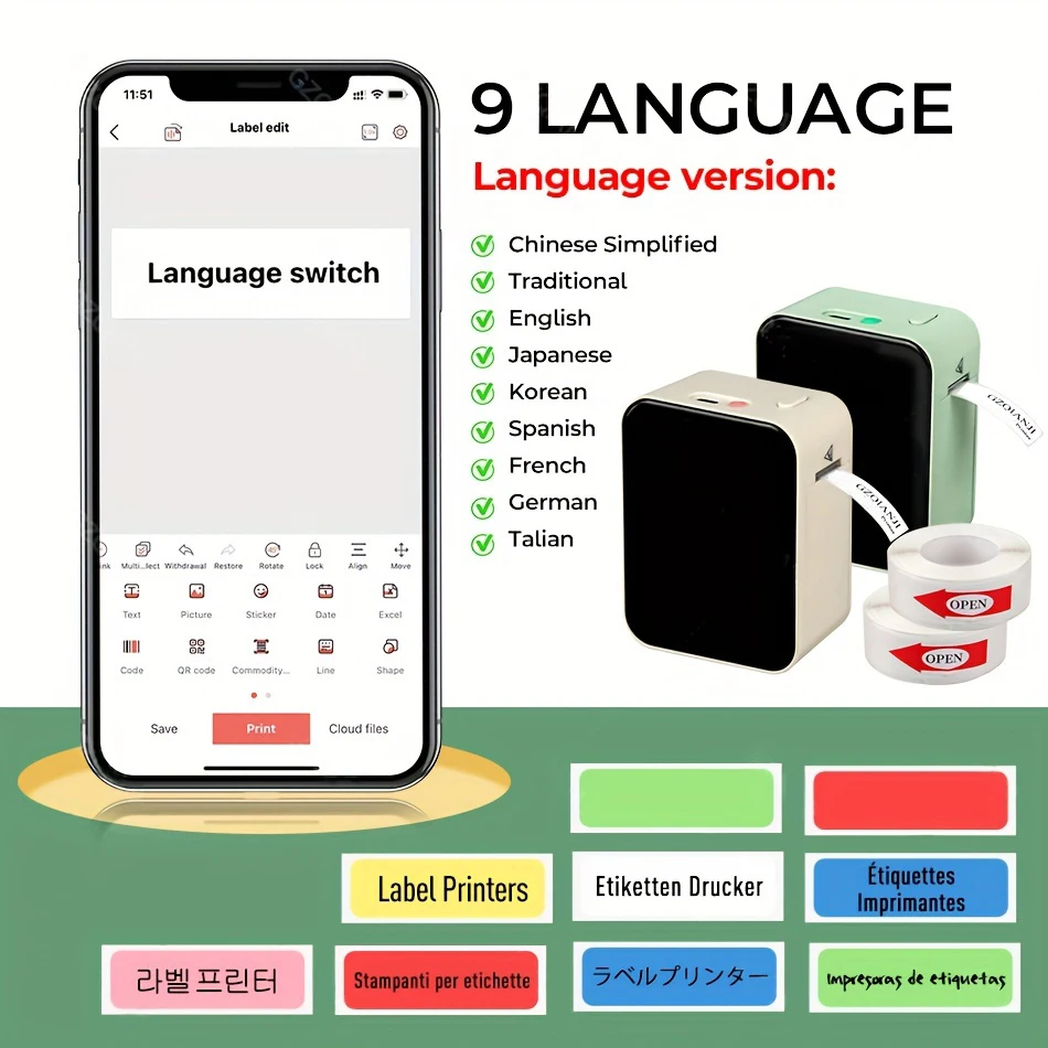 Marklife طابعة محمولة صغيرة B1 B21 D110 P15 طابعة ملصقات ذكية لاسلكية ذاتية اللصق للهدايا/إبداعية ذاتية الصنع/وضع علامات