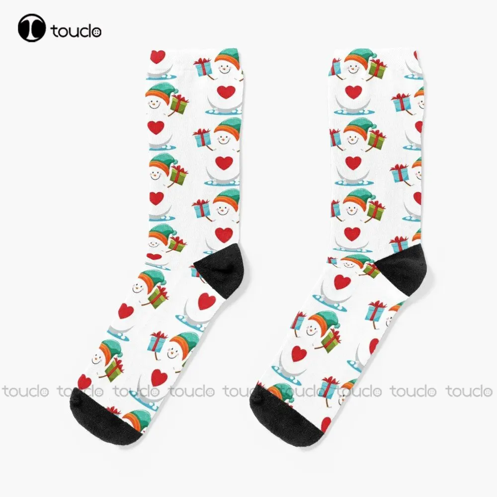 Christmas Snowman Holding Gifts Socks Basketball Socks Personalized Custom Unisex Adult Teen Youth Socks 360° Digital Print