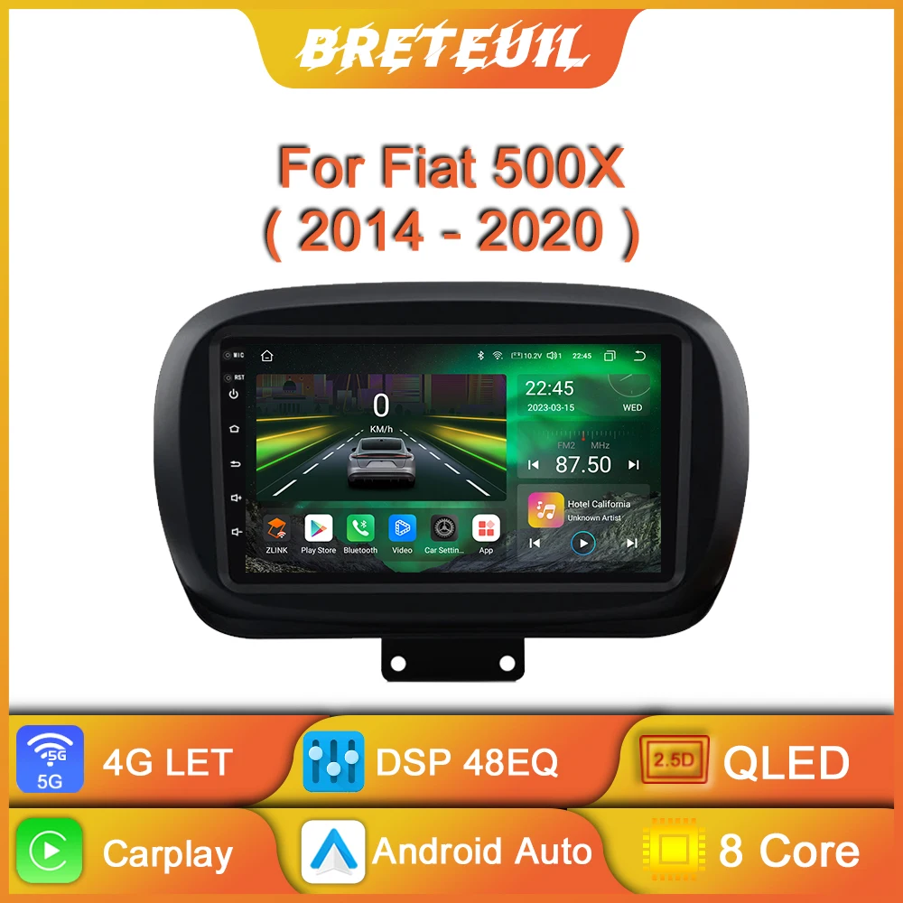 

For Fiat 500X 2014 - 2020 Car Radio Android Multimedia Video Player Navigation GPS Carplay QLED Touch Screen Auto Stereo WIFI