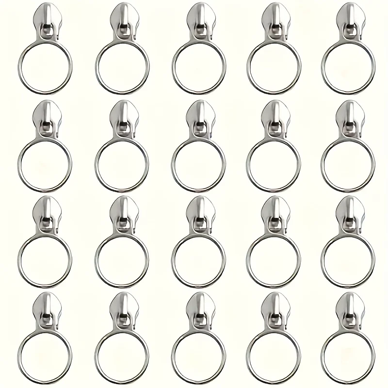 10Pcs Silver #5 Metal Zipper Sliders, Durable Metal Zipper Pull Tabs Replacement Zipper Heads, Smooth Slide Easy Install for Jac