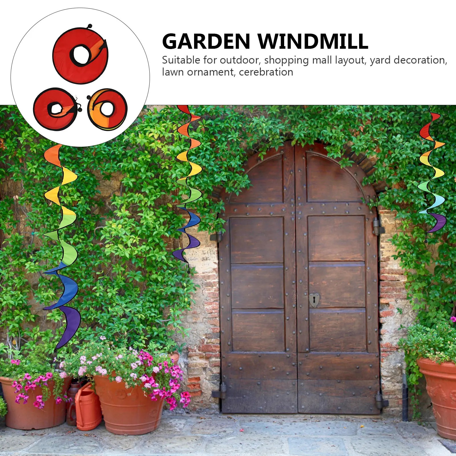 

3 PCS Rainbow Wind Strip Spinner Colorful Rotating Wheel Pendant Outdoor