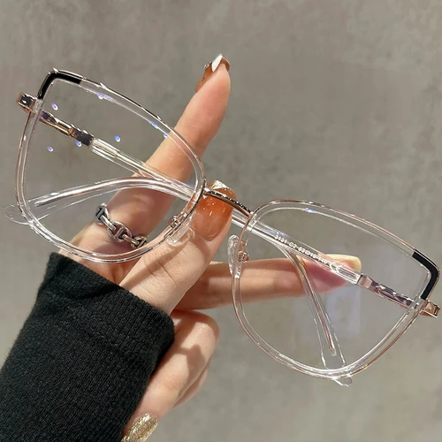 Imagen 2 del producto CLLOIO, gafas de lectura cuadradas con montura de ojo de gato de gran tamaño, gafas para miopía con luz azul para mujer, gafas graduadas progresivas
