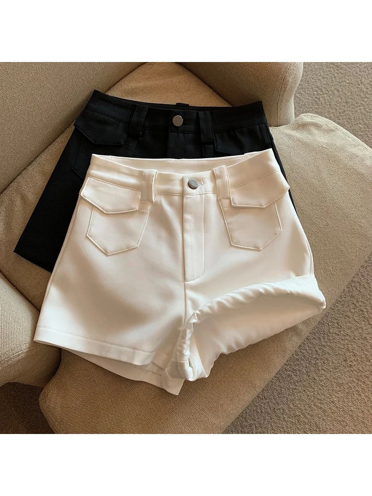 Women's White Shorts Fashion Ladies Aesthetic Streetwear High Waist Baggy Shorts Jeans 2000s Y2k Harajuku 2000s Clothes Summer