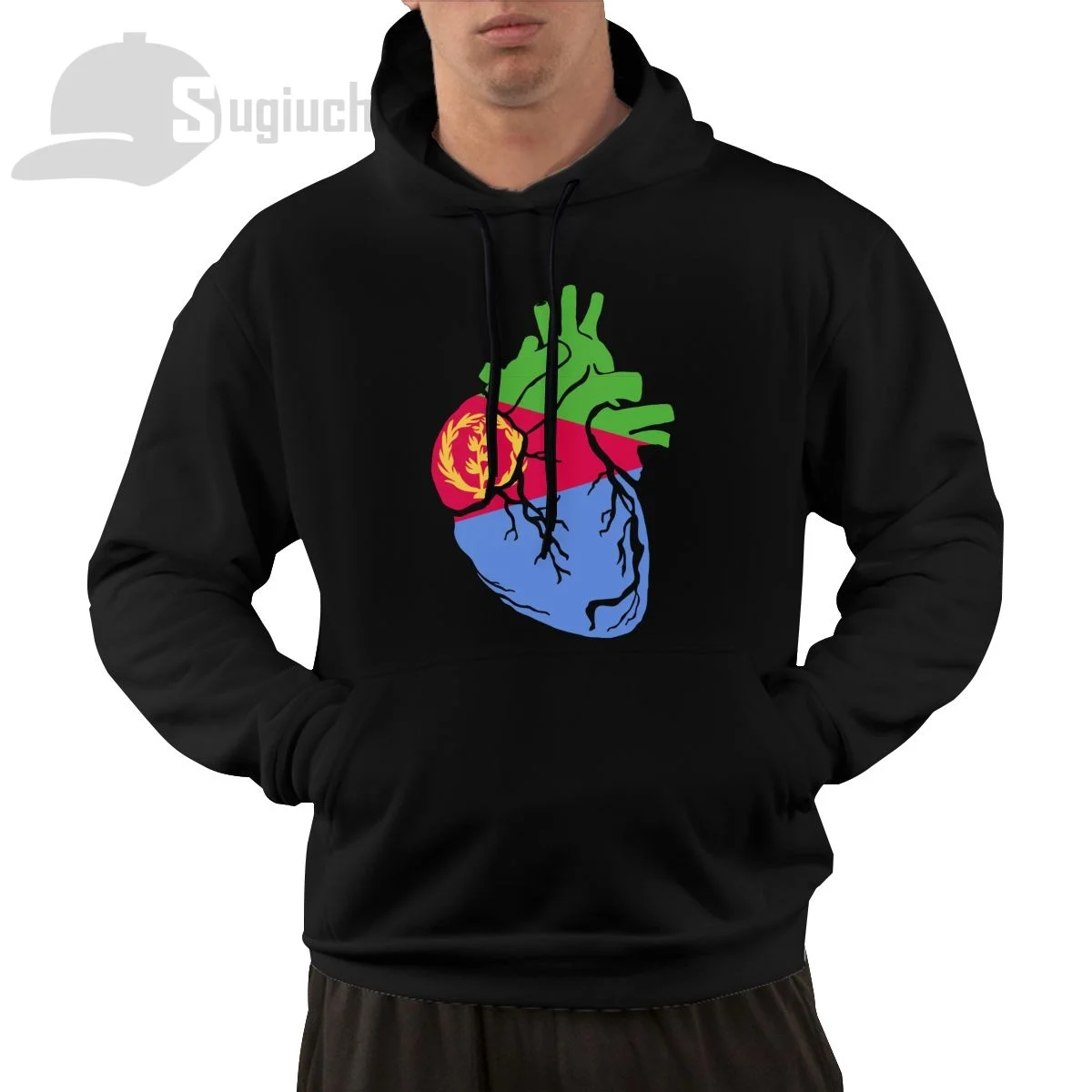 

Eritrea Anatomical Heart Shape Country Flag Cotton Pullover Hoodie Men Women Unisex Hip Hop Style Sweatshirt