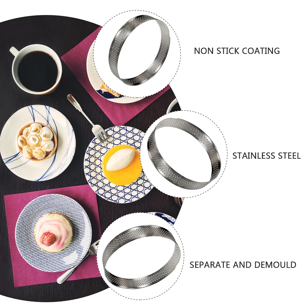 

Round Tarts Circle Cake Mold Stainless Steel Mousse Circle Non-Stick Kitchen Gadget For Baking Desserts Pies Cheese Cakes Family