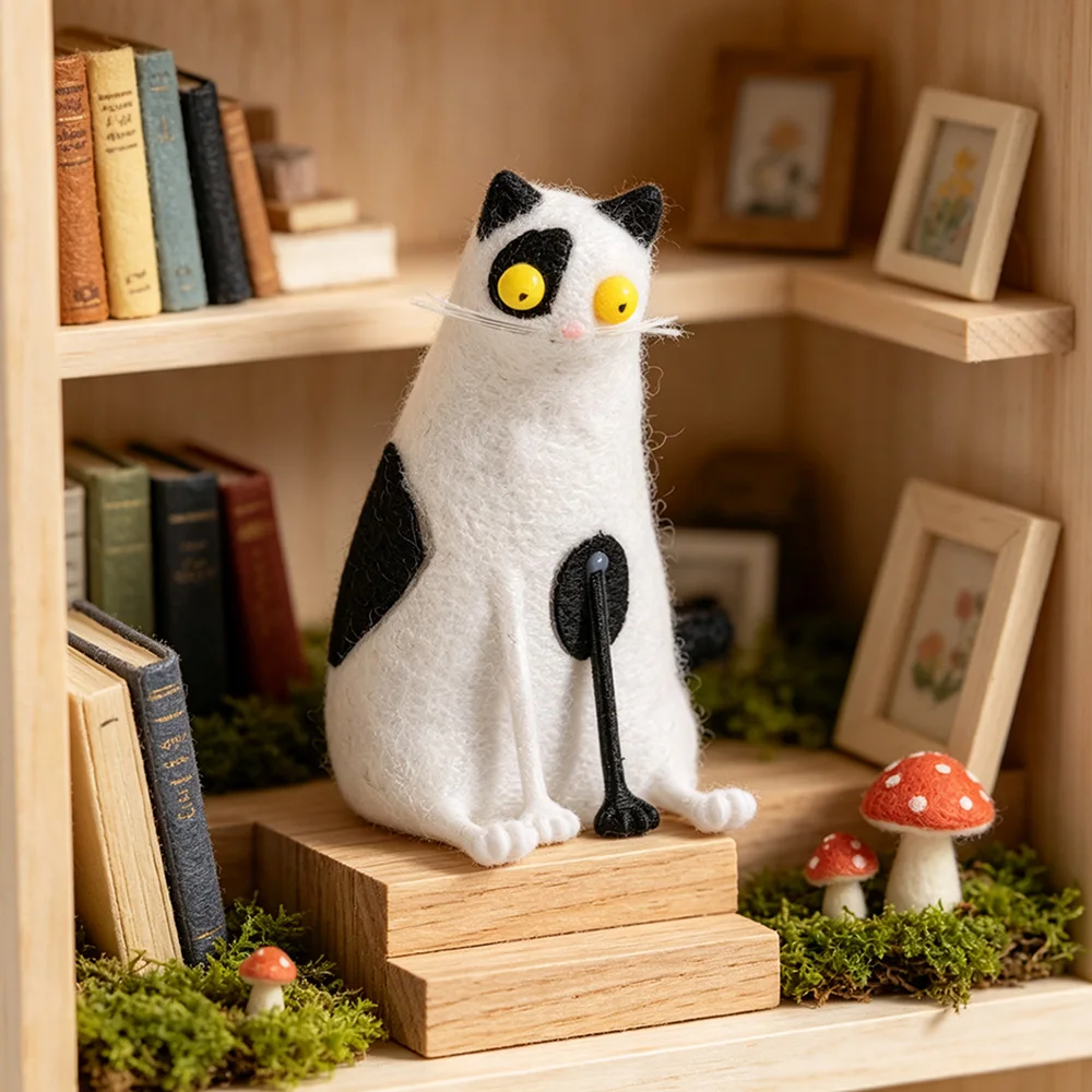 Unique Cartoon Animal Wool Felt Familiars Quirky Handmade Companions MIni Mini Animal Decor Wool Felt Doll Home Decor