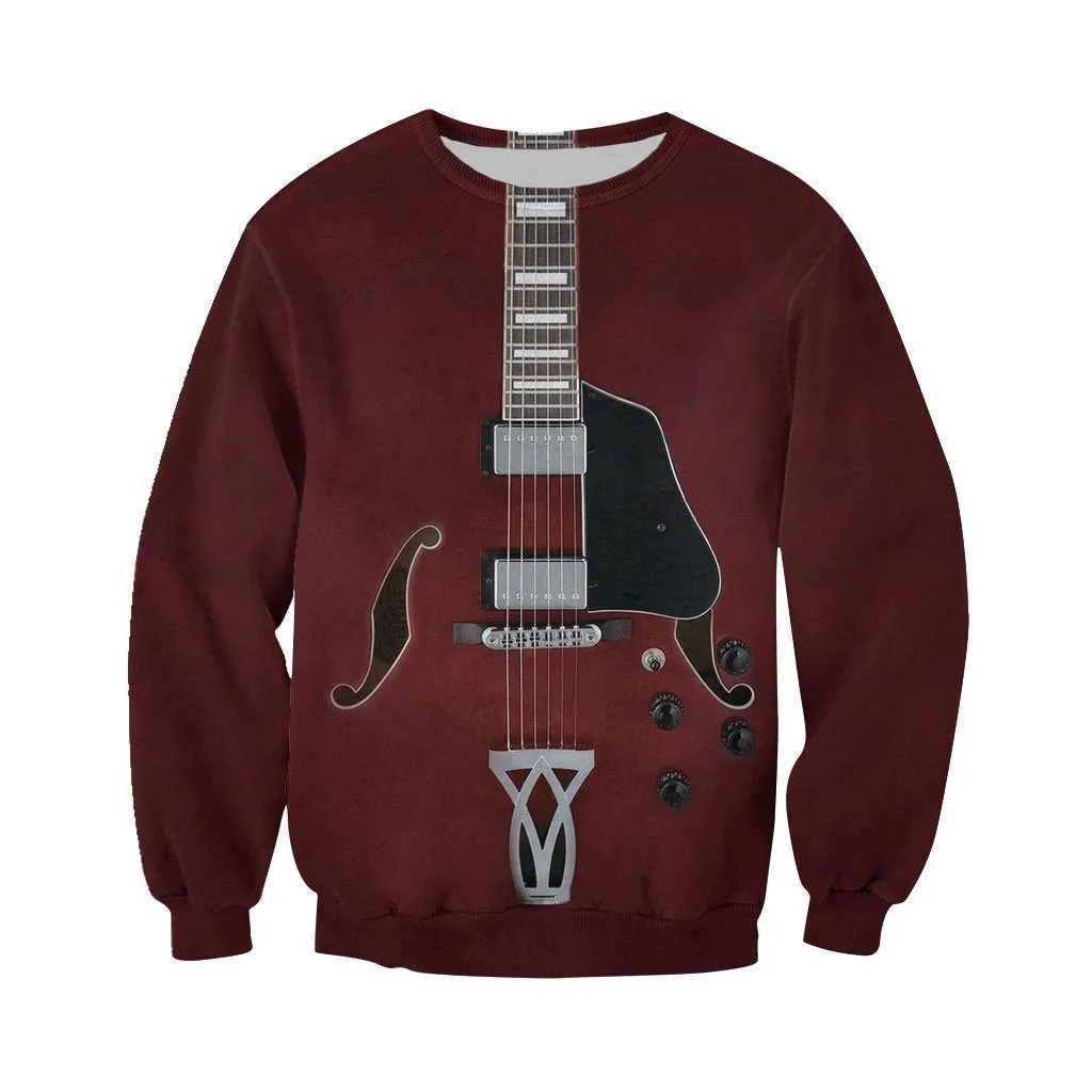 New Musical Instrument Hoodies Guitar 3D Print Sweatshirts Women Long Sleeve Y2k Hoodie Streetwear Pullovers Tops Woman Clothing