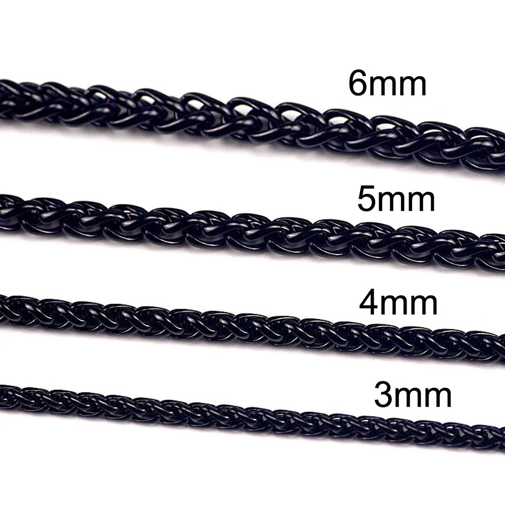 HNSP 3MM-8MM STAINLESS STEEL Black TWIST CHAIN NECKLACE FOR Men Goth  Jewelry Punk Male Neck Pendant Accessories