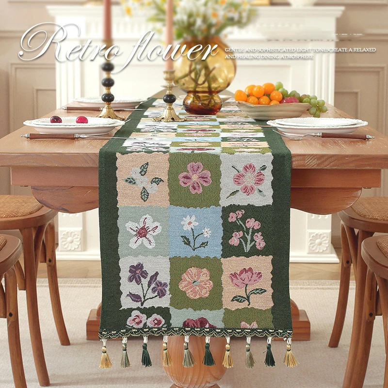 Spring Jacquard Table Runner Cloth Light Luxury Table Household Tea Table Cloth Decoration Atmosphere Cross-Border Table Runners
