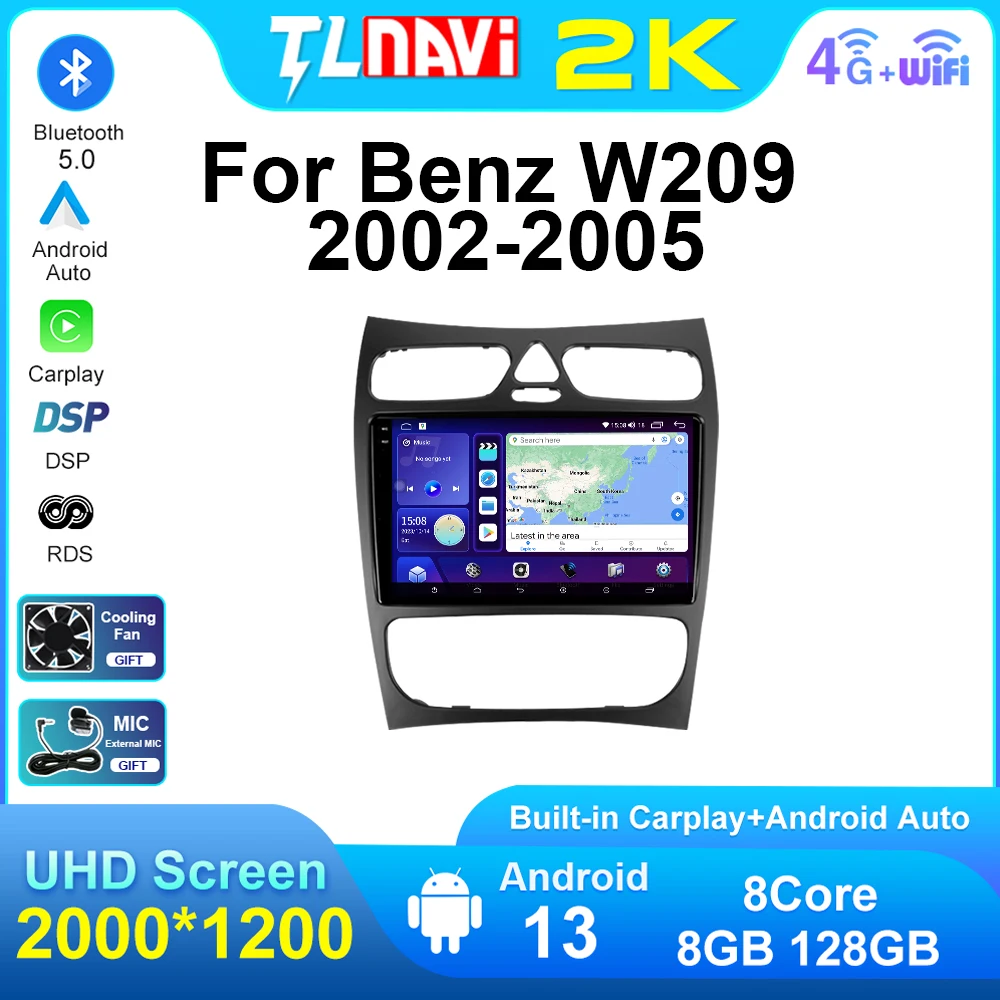 For Mercedes Benz C Class Class  W203 W209 A209 2000 - 2005 Car Radio Multimedia Video Player GPS  Navigator Carplay Head Unit