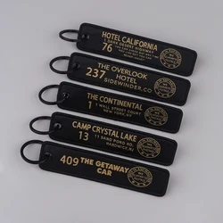 Movie Quotes Embroidery Key Fobs Key Tags Keychain For Motorcycles Cars Key Ring Accessories Key Pendant Chaveiro Jewelry Gifts