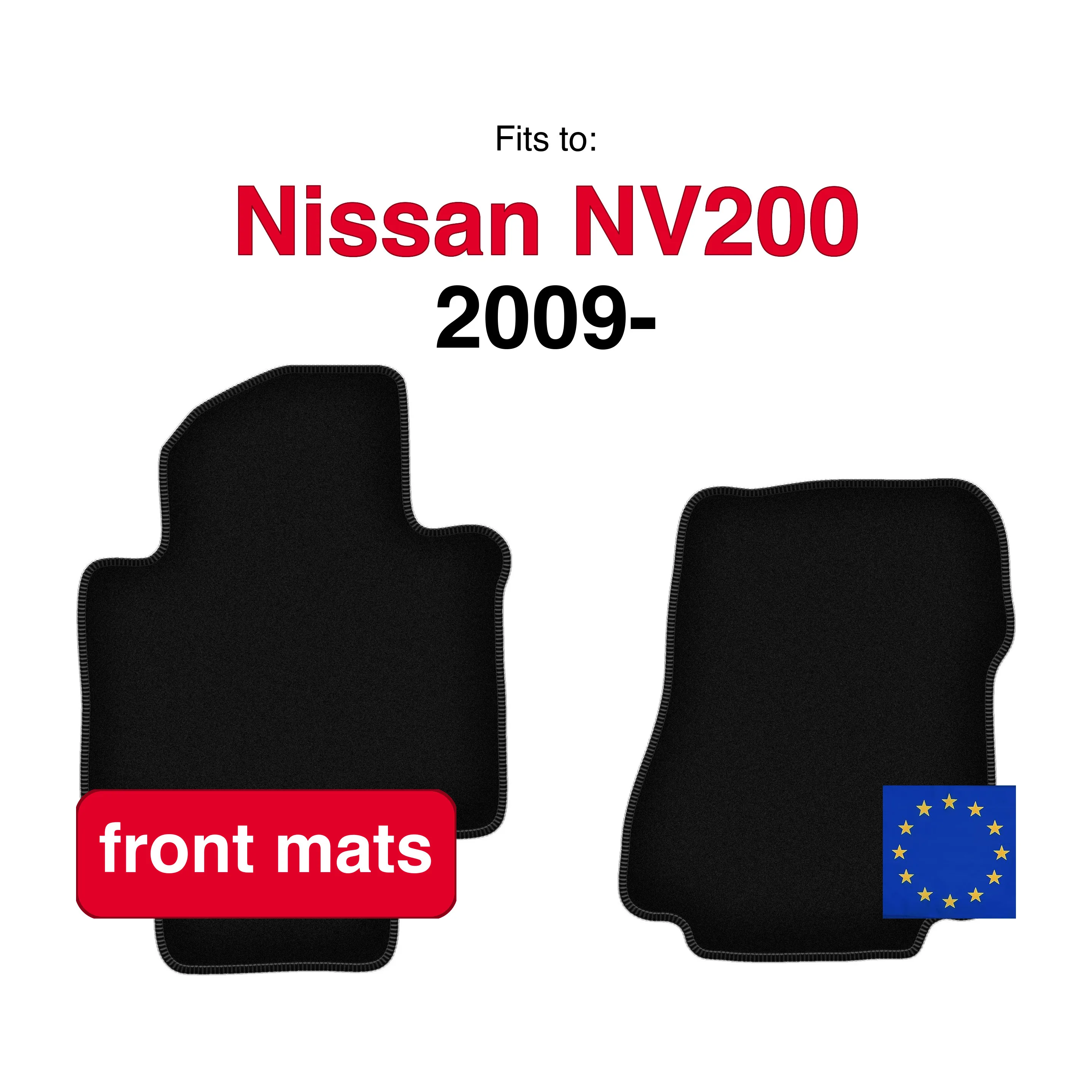 Velour vloermatten voor Nissan NV200 Delivery (2009-) - Zwart (2 stuks) Set voorste autovloermatten voor voertuigen