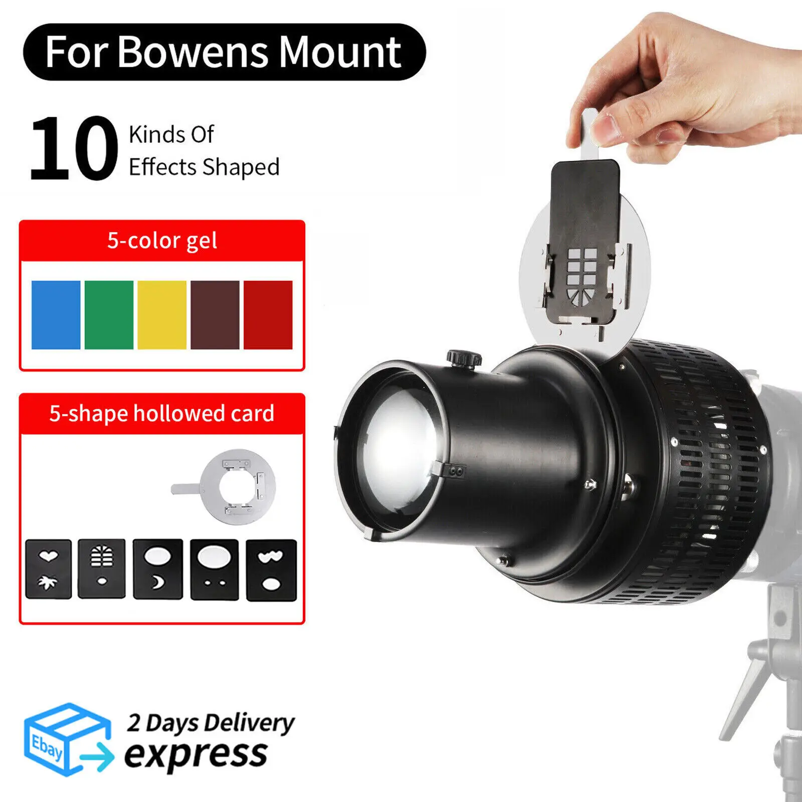 Selens Spotlight Focus Flash Optical Snoot Light Effect Spotlight Focusing Strobe Slide Bowens Mount Photo Studio Light Effect