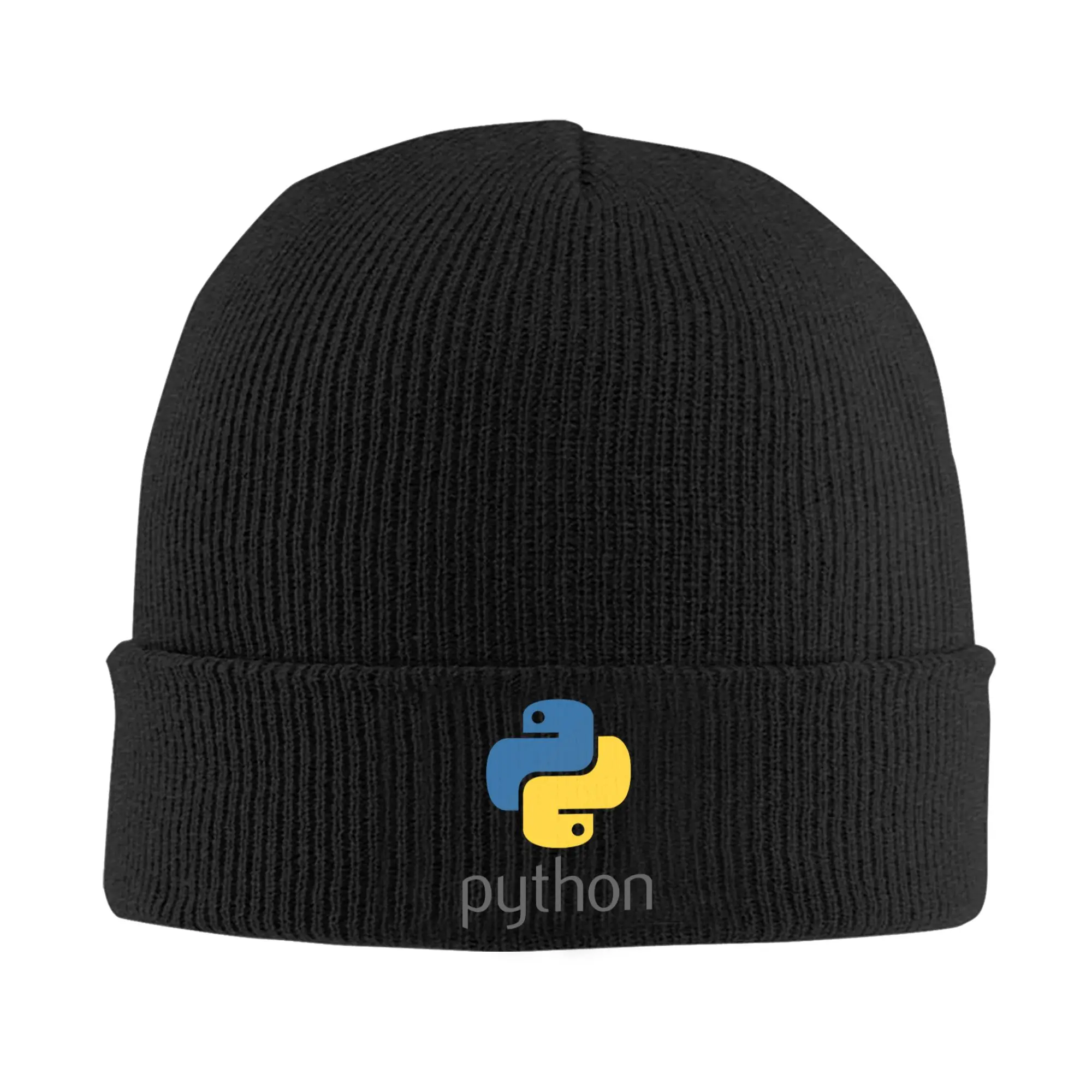 Programmer Python Symbol Skullies Beanies Caps Winter Warm Knitting Hat Adult Computer Developer Programming Coder Bonnet Hats