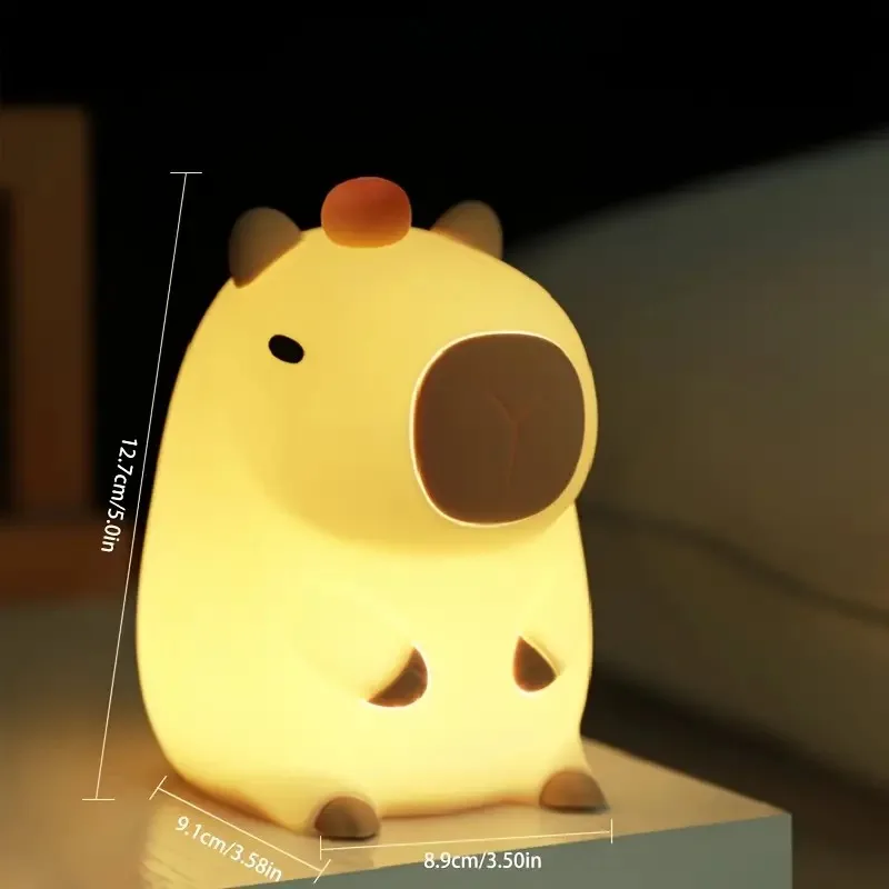 1pc Cute Capybara Night Light Modern Silicone Rechargeable LED Lamp with Adjustable Brightness Bedside Touch Lamp for Room Decor