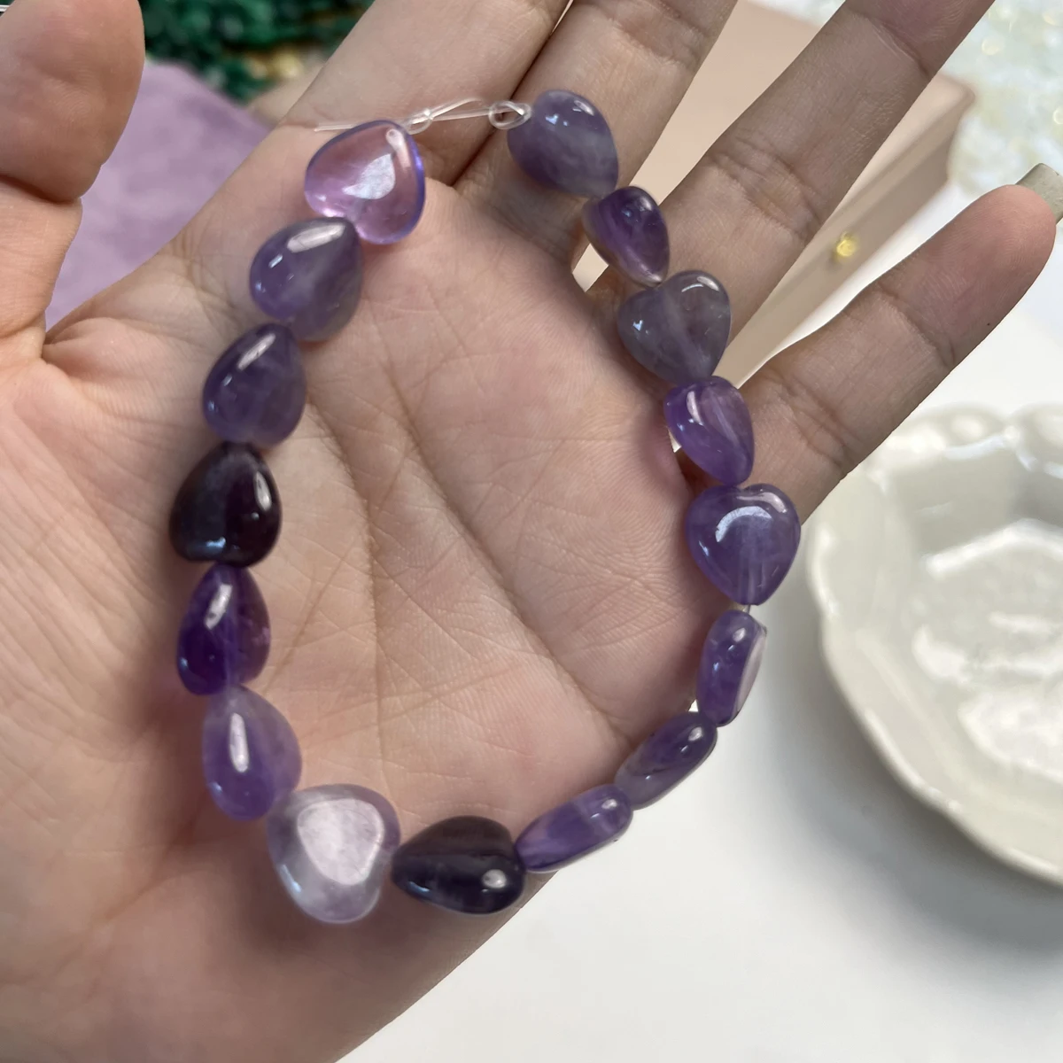 

12mm Natural Gemstone Amethysts Beads Loose Heart Shape Opal Bead for Jewelry Making Diy Bracelet Necklace Accessories