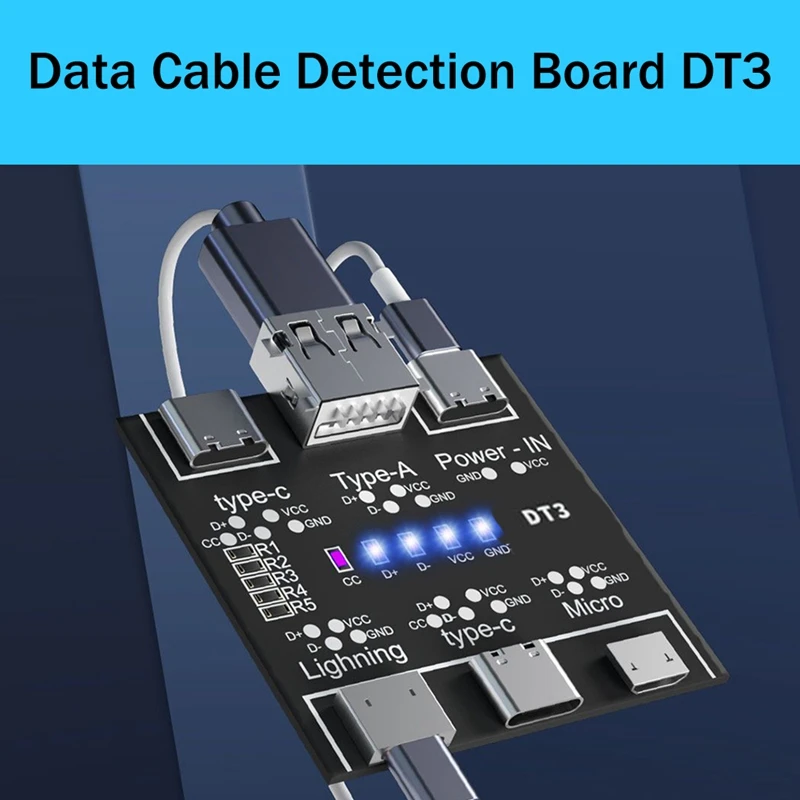 USB Data Line Detection Board Short Circuit Switch Detection Board DT3 USB Cable Tester For IOS Android Micro-USB Type-C