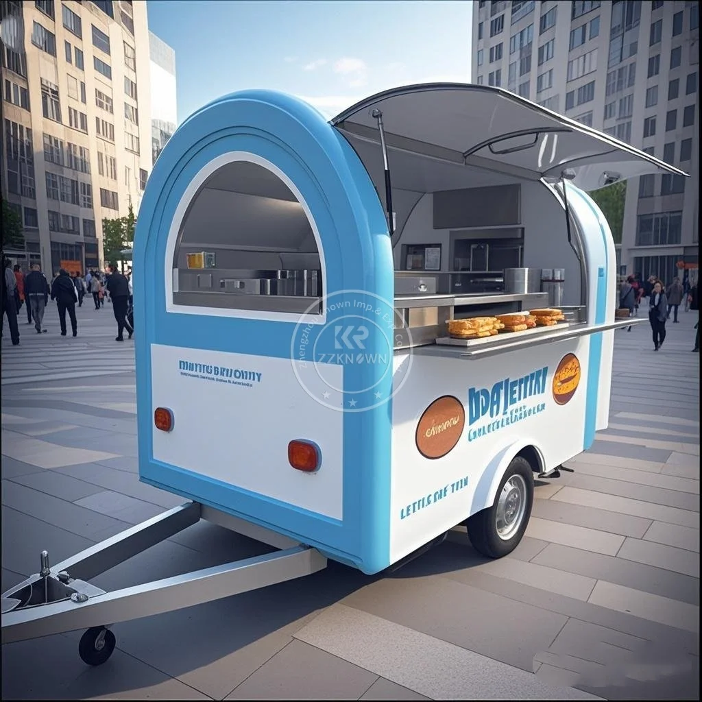 

Индивидуальный прицеп для быстрого питания Dot Hotdog Pizza Burger Мобильный грузовик для еды Открытый уличный кухонный прицеп для ресторана на продажу