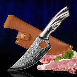 Damascus Pattern Kitchen Cleaver Meat Knife Butcher Utility Boning Knife Chicken Bone Kitchen Shears For Cooking Utensils