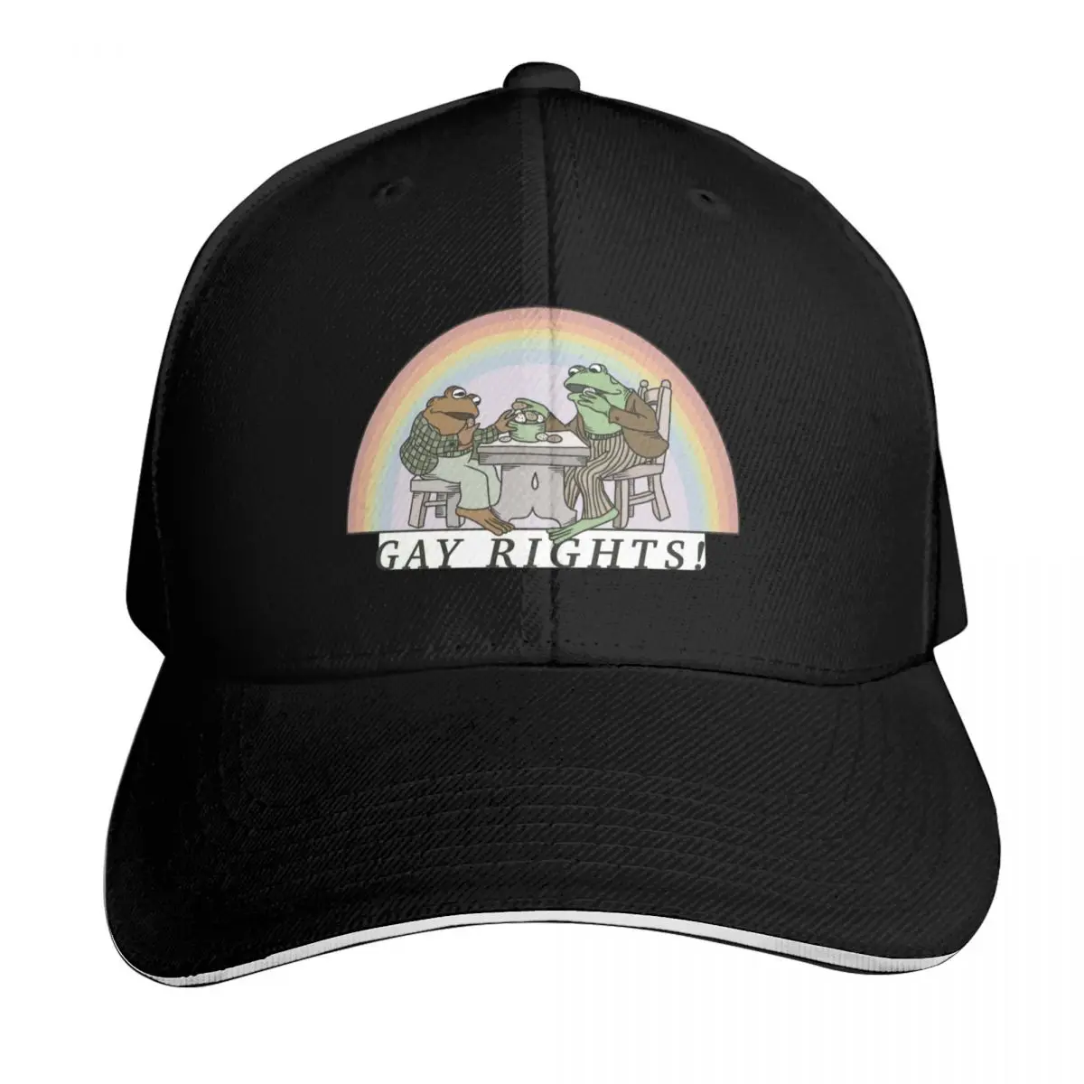 Frog and Toad say GAY RIGHTS <3 Baseball Cap Strapback Dad Hat Six Panel Structured Crown Sun Protection UPF 50+