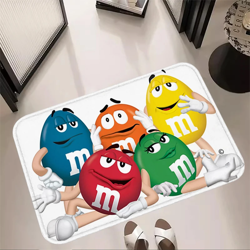 Children Room Rug Foot Carpet M&M Candy Snack Entrance Doormat Kawaii Rug Floor Mat Carpet Anti Slip  Home Kitchen Hallway Decor