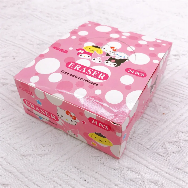 Imagem -05 - Sanrio Borracha dos Desenhos Animados para Estudantes Primários Kuromi Melody Olá Kitty Cinnamoroll Borracha Papelaria Presente Kawaii 12 Pcs 24 Pcs