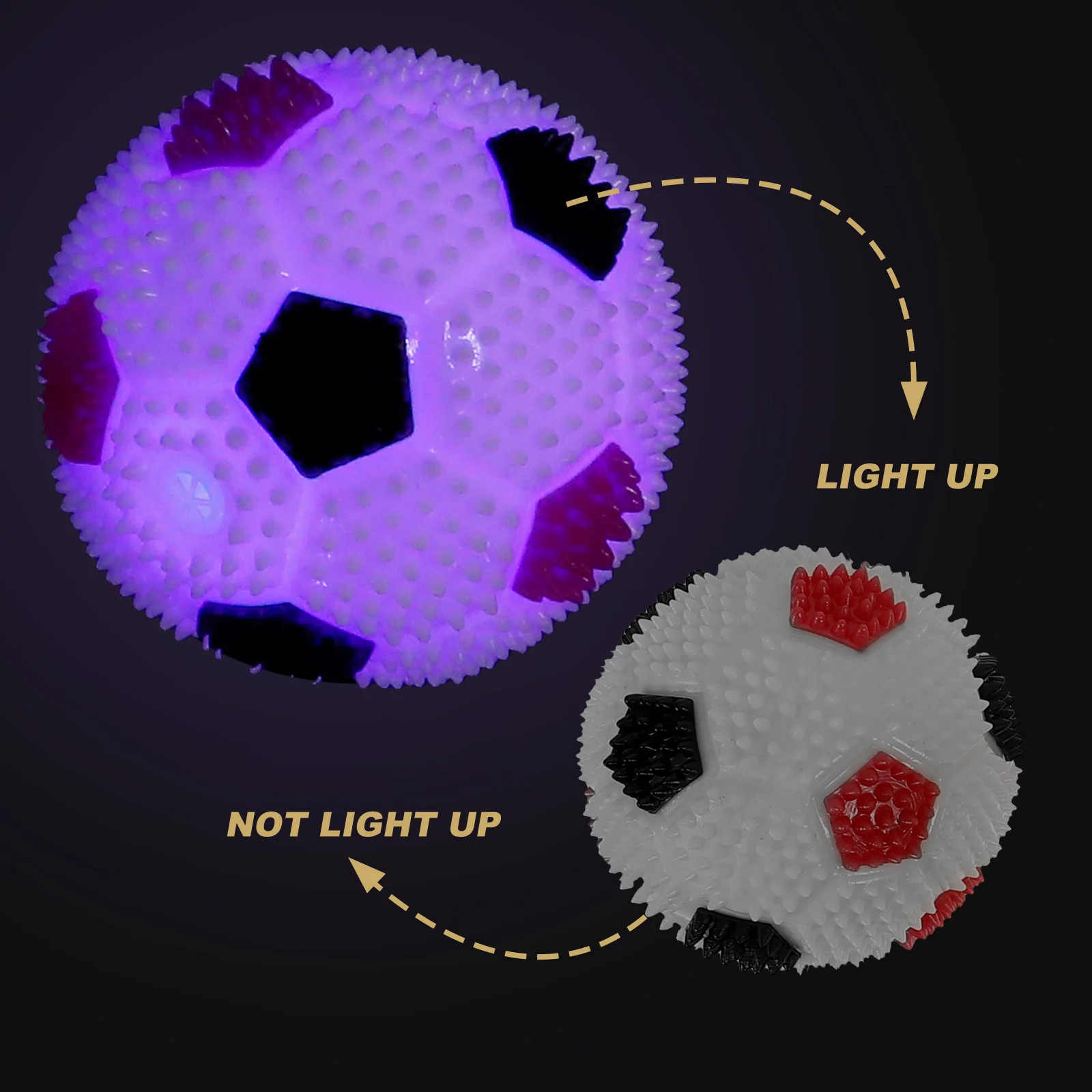 

4Pcs Luminous Elastic Spiky Vibrant Squeezy Squeaky Dog Interactive Ball Massage Cleaning Pet Play Squeaky Ball