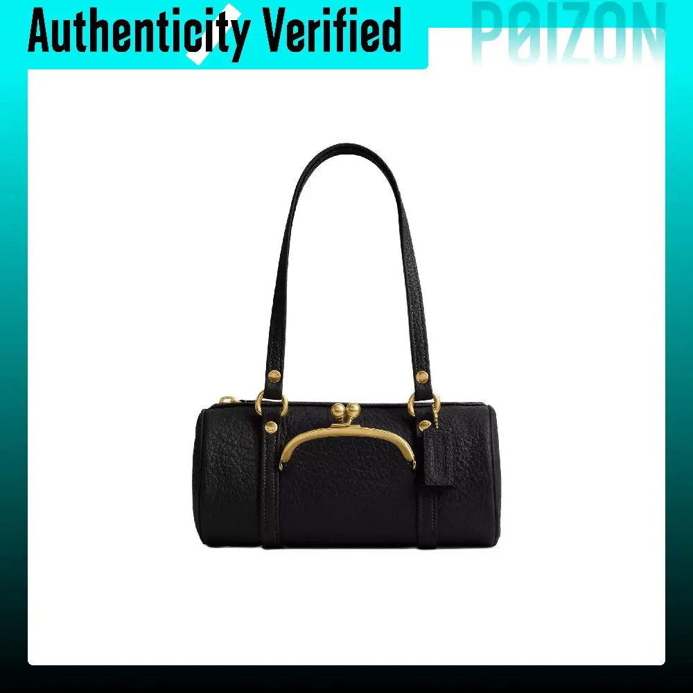 COACH KisslockOriginals Cow Leather Handbag, Shoulder Bag Large Women's Black CEM05-B4BK