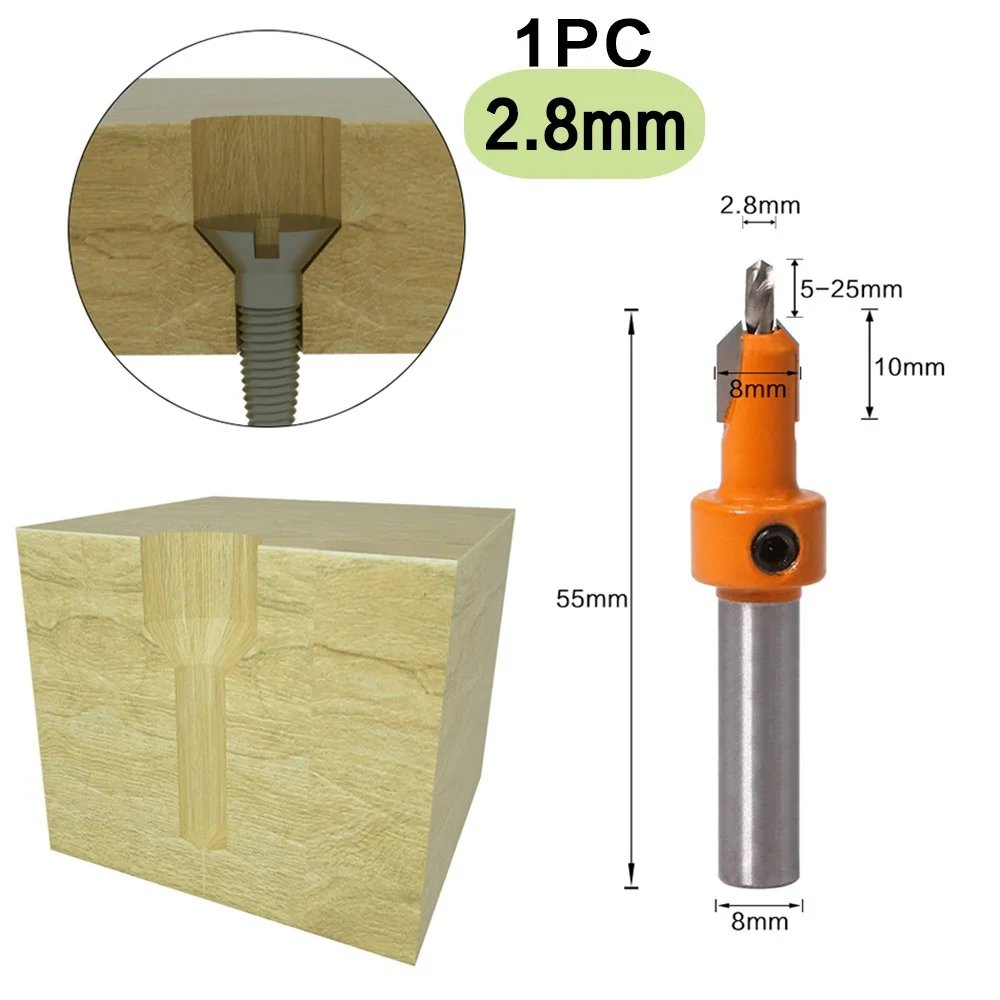 STONEGO 1PC/5PCS 8mm Shank HSS Woodworking Countersink Router Bit Screw Extractor Demolition for Wood Milling Cutter