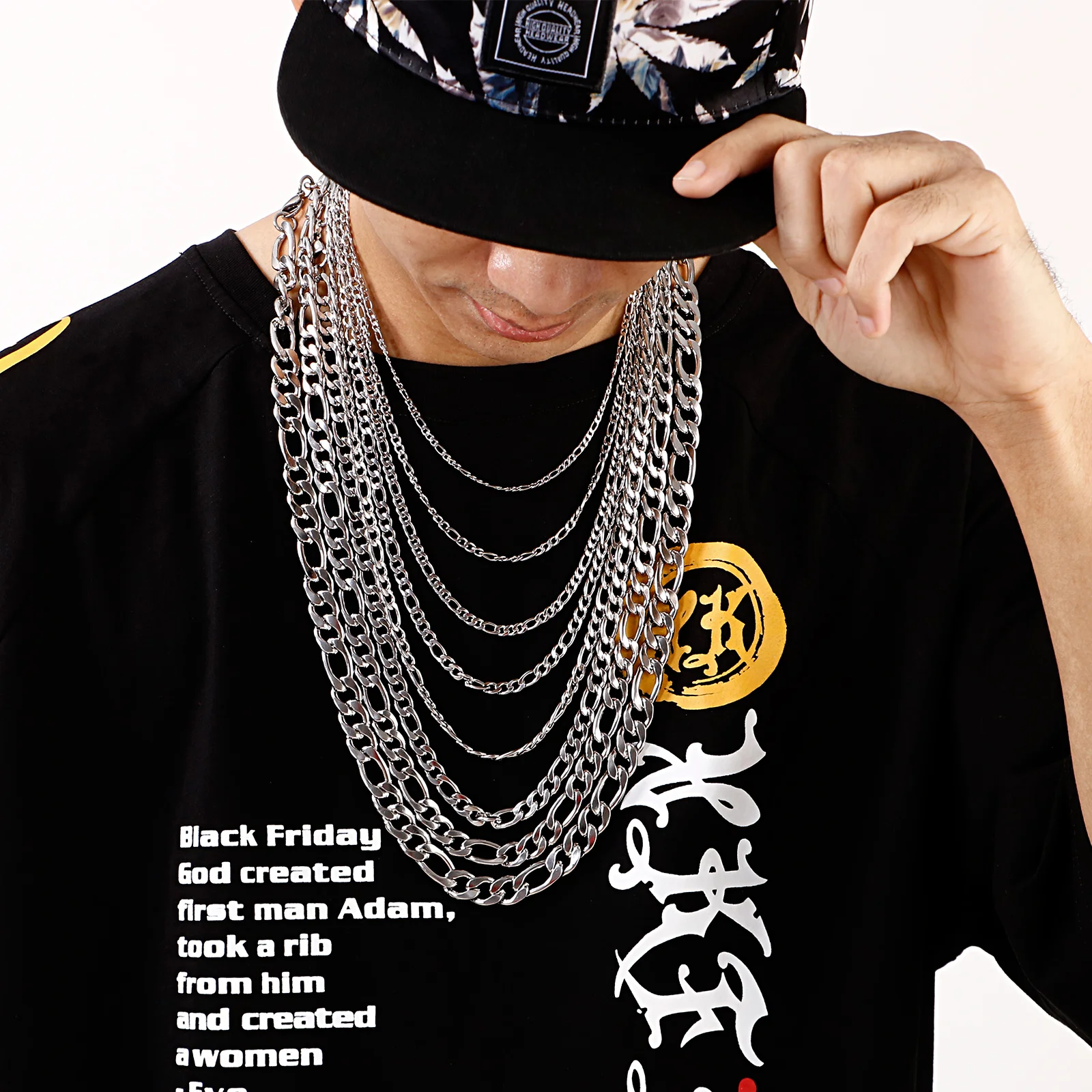 Fongten Men's New Stainless Steel NK Necklace Punk Collarbone Chain Hip Hop Fashion Accessories Wholesale Jewelry Gifts