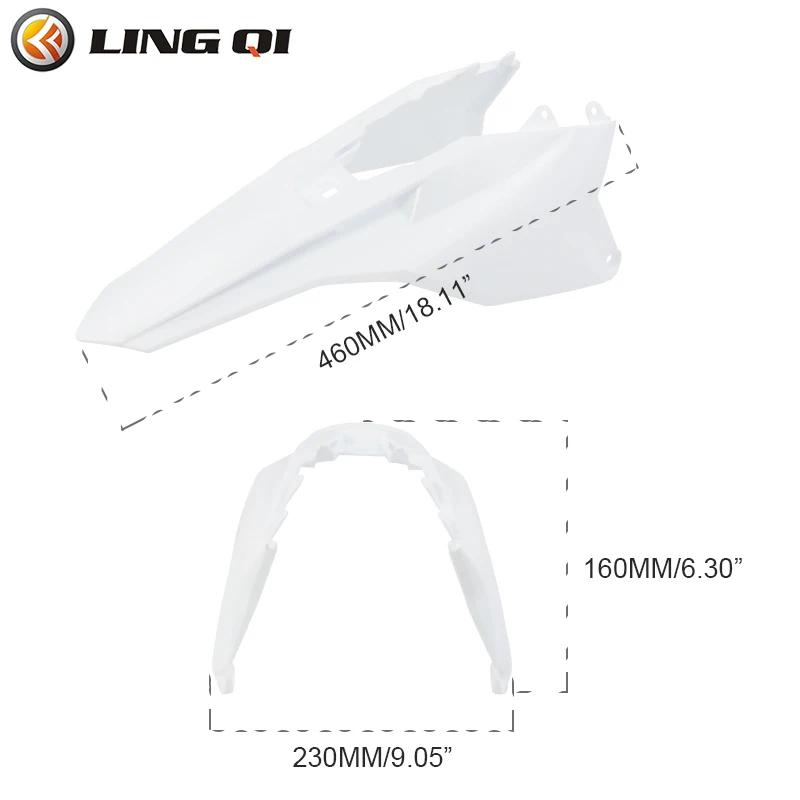 LINGQI RACING Motorcycle Rear Fender Plastic Mudguard Mud Guard Protector Cover For Chinese KT50 Motocross Off Road Parts