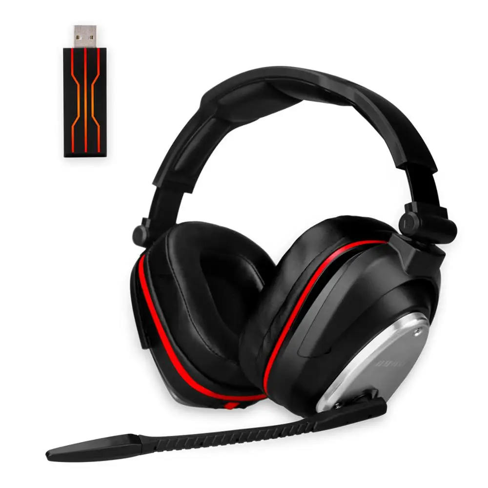 2.4Ghz wireless gaming headphones 2.4Ghz wireless USB game headsets 7.1 surround sound  big earmuffs for PS4 PC Switch