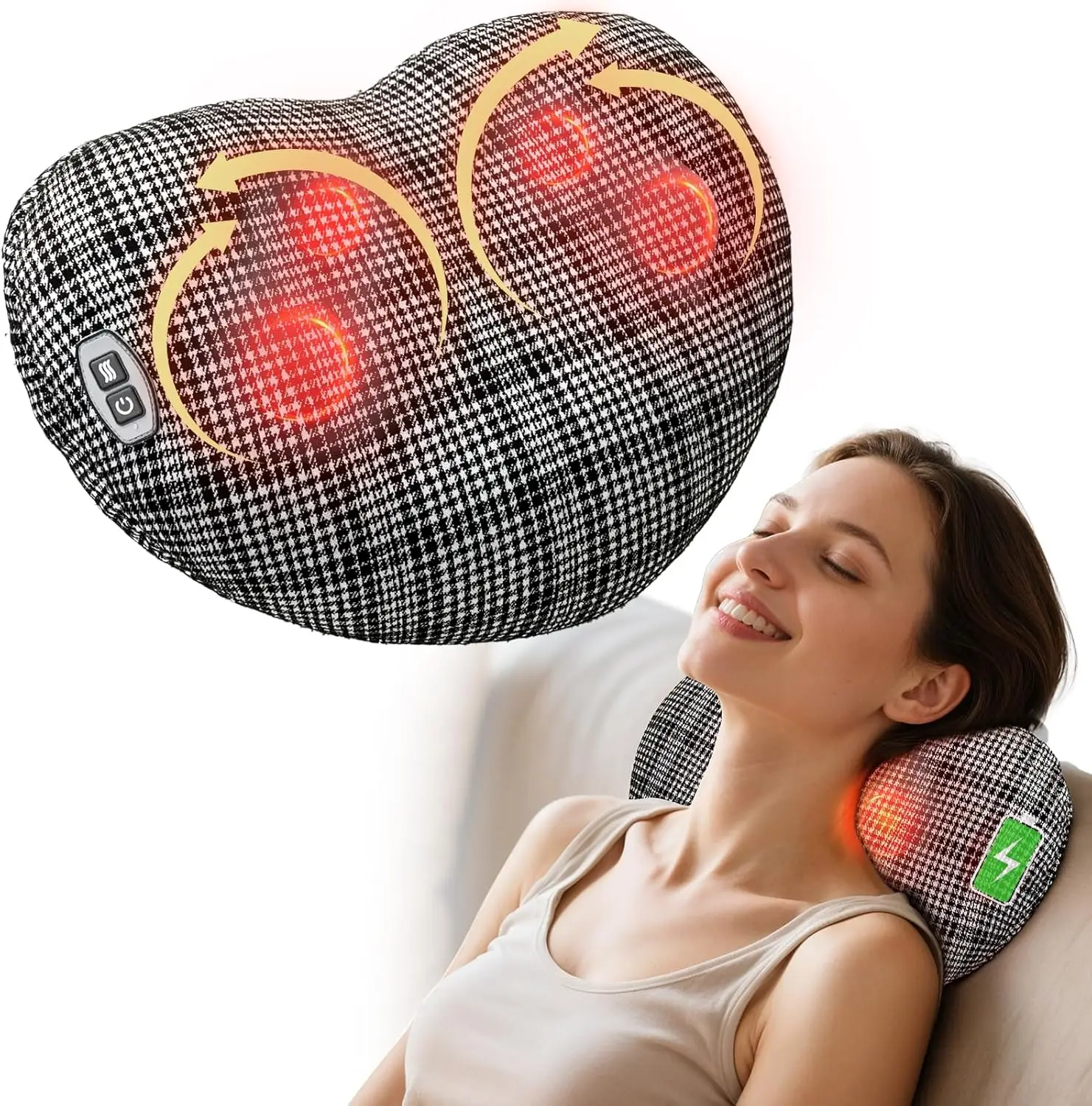 Back Massager for Pain Relief, Gifts for Women Men FSA Eligible HSA, Cordless 120min Neck and Back Massager, Plush Skin-Friendly