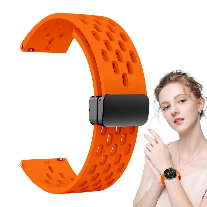 Magnetic Wrist Bands Silicone Wristbands Smartwatch Straps 22mm Watch Band Reusable Elastic Sport Wristbands Soft Sport Watch