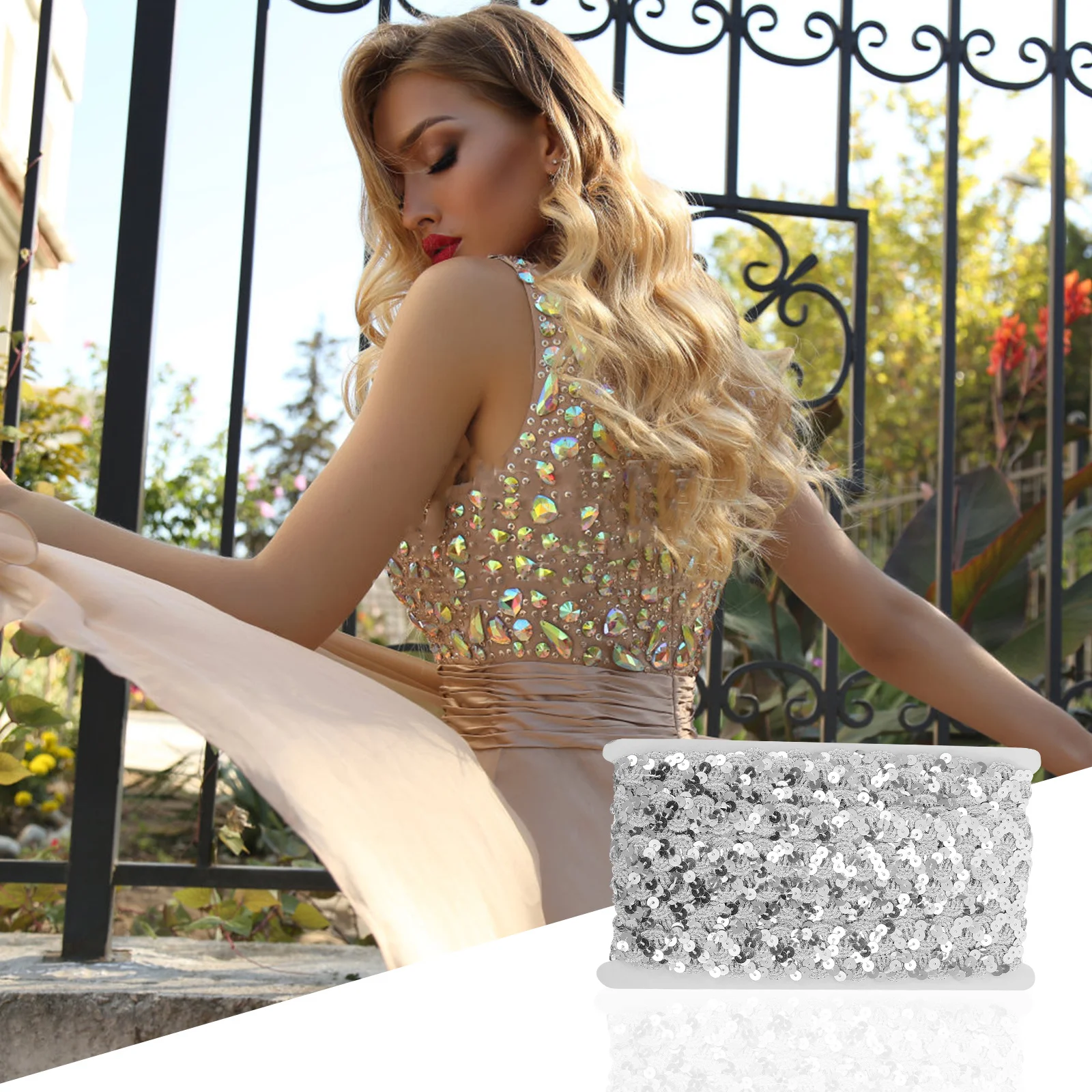 

1 Roll Sequin Lace Trim Diy Sewing Ribbon Decorative Garment Edging Craft Ribbon For Dress Curtain Tablecloth Diy Accessories