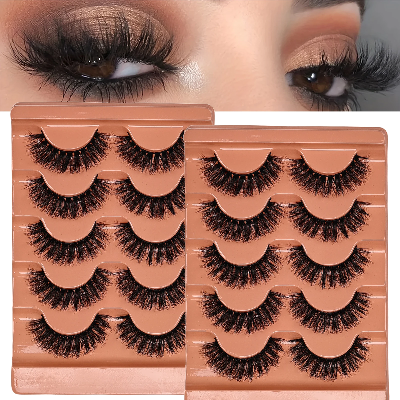 10 Paar/2er-Pack dramatische künstliche Wimpern 3D natürliche falsche Wimpern D Curling flauschige weiche Cross-Manga-Wimpern