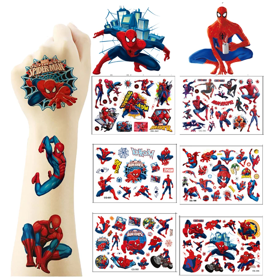 

Spiderman Tattoo Stickers Spiderman Party Favor Gifts Goodie Bag Pinata Fillers Birthday Decoration Wedding Supplies DIY Toy