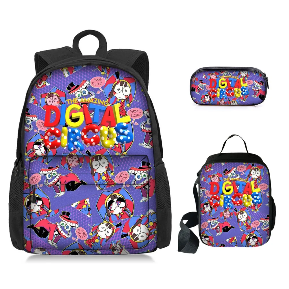 놀라운 디지털 서커스 배낭 어린이 놀라운 디지털 서커스 학교 가방 Mochila 연필 케이스 세트 Pencilbag Bookbag 선물