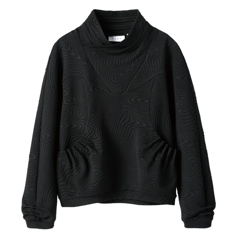 HKSH Spring Autumn Winter Men Pleated Deconstructed Patchwork Contrast Color Sweatshirt Niche Design Textured Knit Tops HK18512